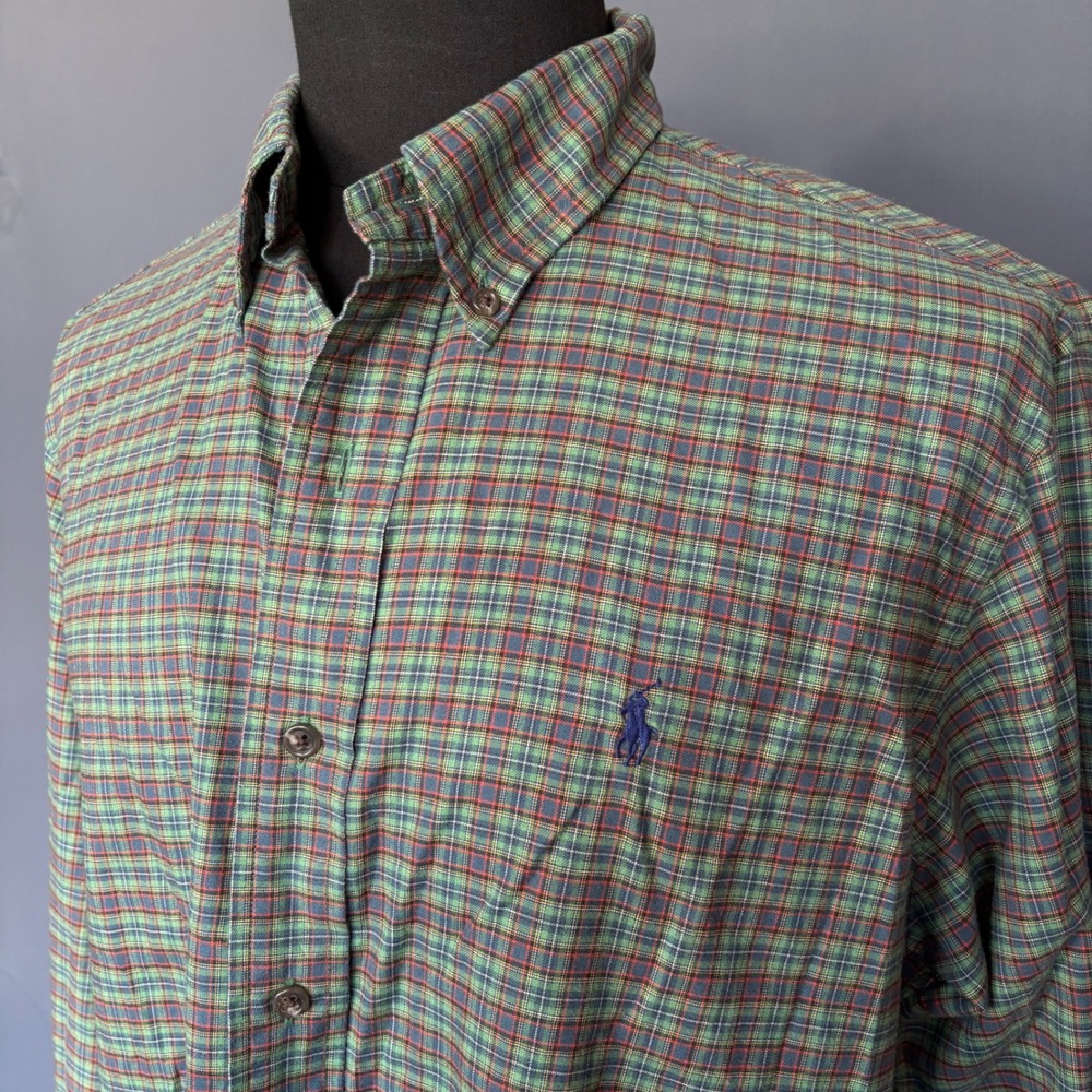 Vintage Polo Ralph Lauren‎ Plaid Shirt | Large | Green Red Blue Custom Fit